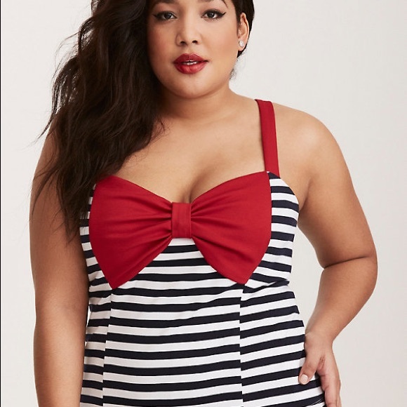 torrid Tops - Torrid Retro Chic Striped Bow Plus Size Tank Top